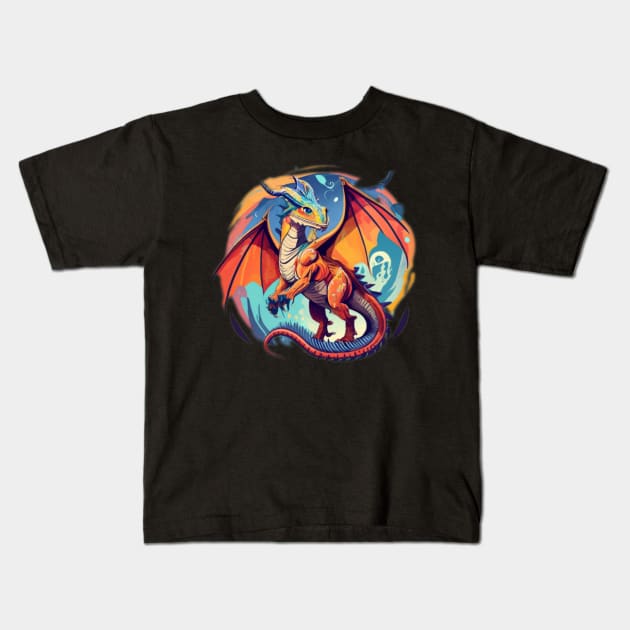 Dragon in the sky Kids T-Shirt by Bergen242